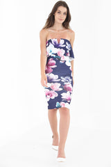 V-Bar Digital Floral Print Bandeau Dress
