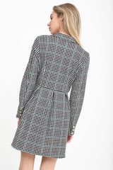 Green & Black Check Longline Blazer Dress