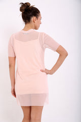 Mesh Overlay Shift Dress