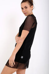 Mesh Overlay Shift Dress