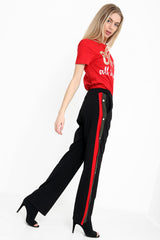 Popper Button Striped Trousers