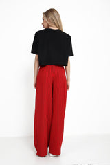 Paper Bag Wide Leg Striped Trousers