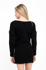 Sleeve Knot Front Knitted Jumper Dress
