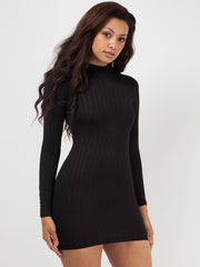 Rippen hohe Nackenkörperschaltkleid