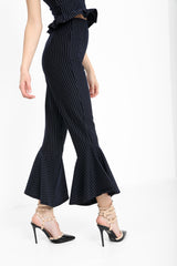 Burnout Pinstripe Frill Hem Trousers