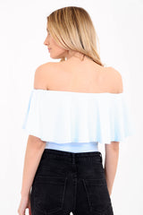 Bardot franje halslijn bodysuit
