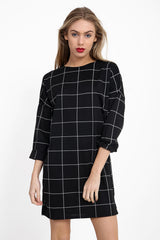 Grid Check Shift Dress