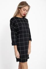 Grid Check Shift Dress