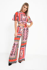 Patterned Print Wide Leg Trousers