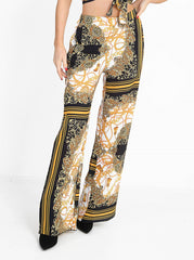 Patterned Print Wide Leg Trousers