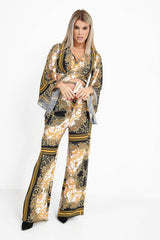 Patterned Print Wide Leg Trousers