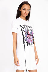 Corset Detail New York Printed T-Shirt Dress