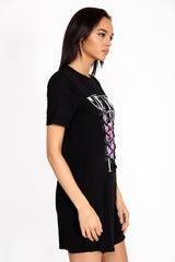 Corset Detail New York Printed T-Shirt Dress