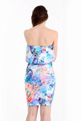 V-Bar Tropical Floral Print Bandeau Dress