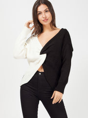 Contrast Twist Front Knitted Jumper