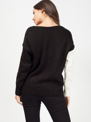 Contrast Twist Front Knitted Jumper