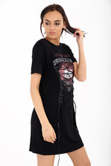Corset Detail Unbreakable Printed T-Shirt Dress