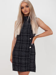 Woven Knit Checked Bodycon Dress