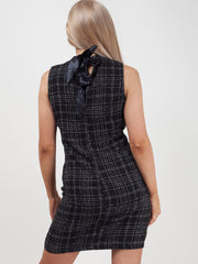 Woven Knit Checked Bodycon Dress