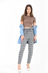 Gingham Check Paper Bag Trousers