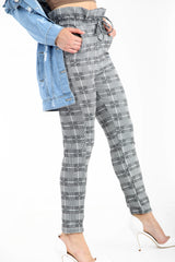 Gingham Check Paper Bag Trousers