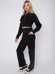 Velcro Pockets Crop Top & Trouser Fleece Coord
