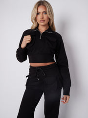 Velcro Pockets Crop Top & Trouser Fleece Coord