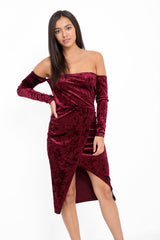 Crushed Velvet Wrap Over Bandeau Dress