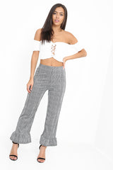 Multi Check Frill Cuff Trousers