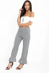 Multi Check Frill Cuff Trousers