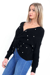 Pearl Twist Knot Knitted Jumper