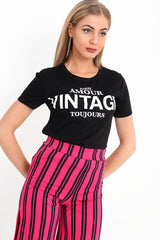 Amour Vintage Slogan Printed T Shirt