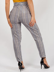 Grid Check Belted Buckle Trousers