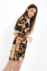 Patterned Print Longline Blazer Dress