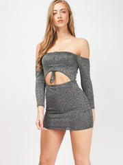 Cut Out Front Lurex Bardot Dress