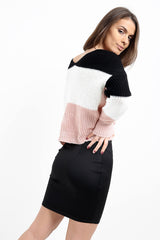 Multi Coloured Twist Knot Knitted Jumper