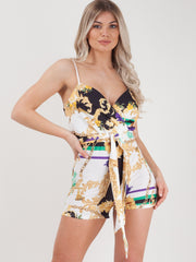 Floral Chain Print Cami Playsuit