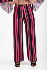 Stripe Print Wide Leg Trousers