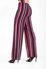Stripe Print Wide Leg Trousers