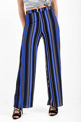 Stripe Print Wide Leg Trousers