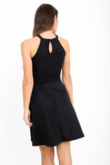 Diamante Embellished Neckline Skater Dress