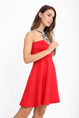 Diamante Embellished Neckline Skater Dress