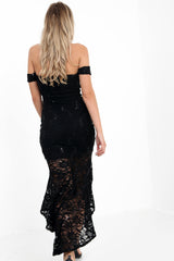 Sequin Floral Lace Fishtail Bandeau Dress