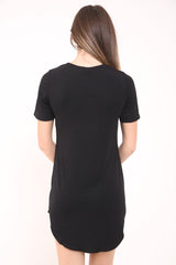 Lace Up Rock On Print Longline T Shirt Dress