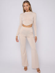 Corset Style Crop Top & Wide Leg Trouser Co-ord