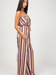 Striped Frill Bandeau Jumpsuit