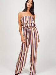 Striped Frill Bandeau Jumpsuit