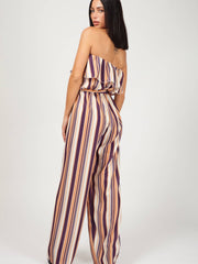 Striped Frill Bandeau Jumpsuit