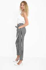 Striped Cigarette Trousers With Belt