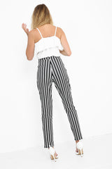 Striped Cigarette Trousers With Belt
